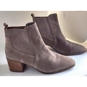 BOOTS/SHOES-ANKLE-Anne Klein-iFlex-Slip On-Parson-Tan Suede-Block Heel-Size 7M